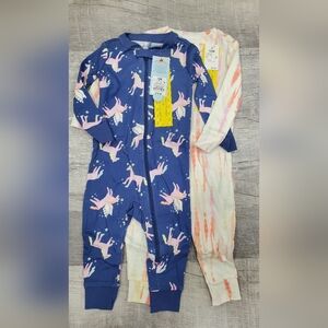 Cat & Jack Baby Girls' 2pk Unicorn Snug Fit Toddler Pajama Bodysuit 12 M…
